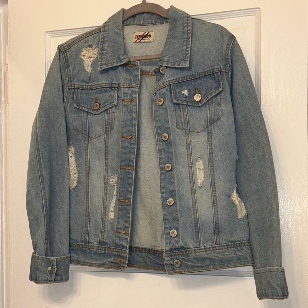 Denim Jacket with Distressed Details